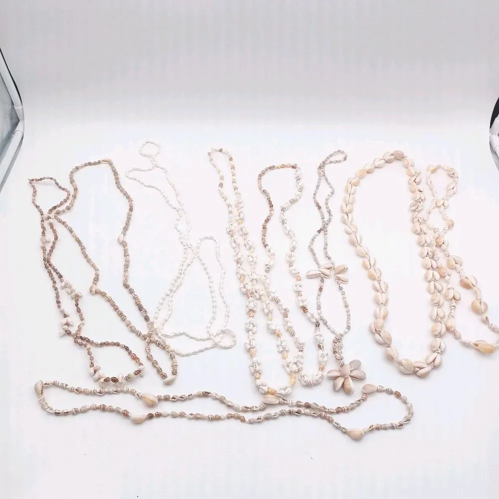 Shell Necklaces Beach Wedding Jewelry Lot of 9 Bulk Mixed Shells Handmade